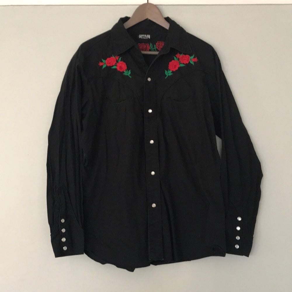 Vintage Western shirt with rose embroidery
